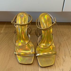 SCHUTZ Gold Nita Heeled Sandals